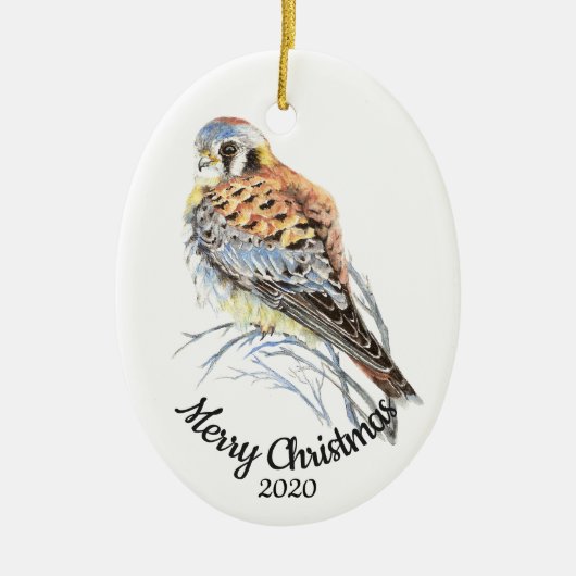 Maßgeschneidertes Weihnachtswasserkestrel, Falken Keramikornament (Vorne)