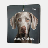 Maßgeschneidertes Weihnachtsweimaraner Hundetier Keramikornament (Links)