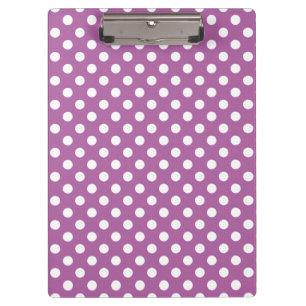Maßgeschneidertes Weiß an Radiant Orchid Polka Dot Klemmbrett
