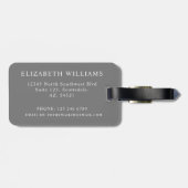 Maßgeschneidertes, weißes, dunkelgrau geprüftes Mu Gepäckanhänger (Rückseite horizontal)