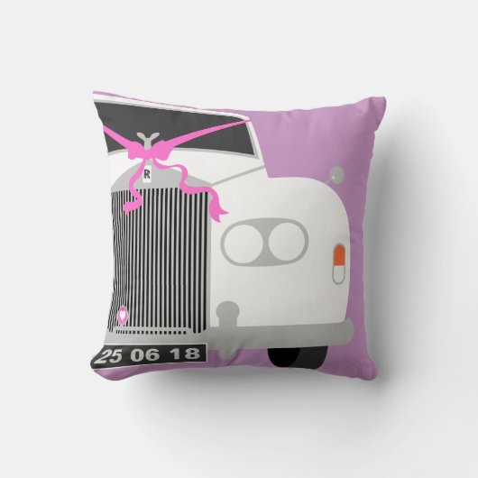 Maßgeschneidertes weißes Hochzeitlimousine-Datum Kissen (Vorderseite)