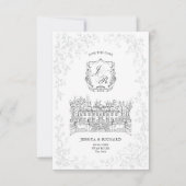 Maßgeschneidertes, weißes HochzeitsHerrenhaus Save The Date (Vorderseite)