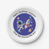 Maßgeschneidertes, weltraumorientiertes Geburtstag Pappteller (Vorderseite)