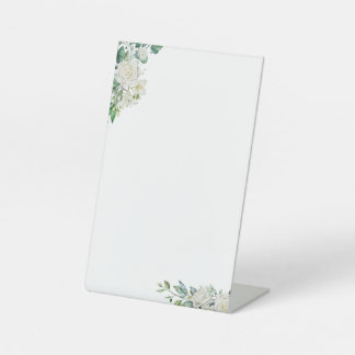 Maßgeschneidertes White Floral Sign Sockelschild