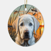 Maßgeschneidertes White Labrador Puppy Ornament (Links)