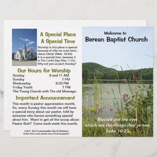 Maßgeschneidertes wöchentliches Kirchenbulletin (n (Vorne/Hinten)