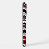 Maßgeschneidertes Zickzack Muster in Weiß-Rot-Grau iPhone Hülle (Rechte Seite)