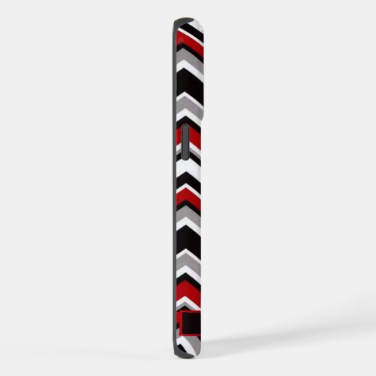 Maßgeschneidertes Zickzack Muster in Weiß-Rot-Grau iPhone Hülle (Rechte Seite)