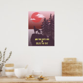 Maßgeschneidertes Zitat Grau Wolf Howling Red Suns Poster (Küche)