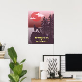 Maßgeschneidertes Zitat Grau Wolf Howling Red Suns Poster (Heimbüro)