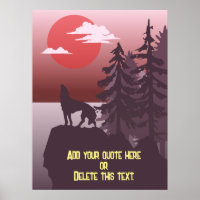 Maßgeschneidertes Zitat Grau Wolf Howling Red Suns