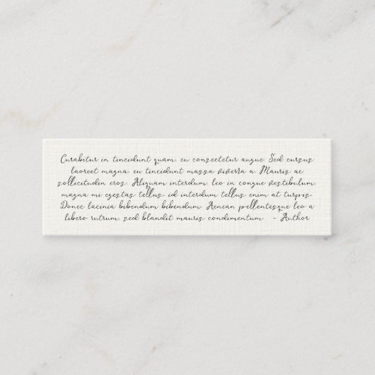 Maßgeschneidertes Zitat zur Beerdigung von Lebensb Mini Visitenkarte (Vorderseite)