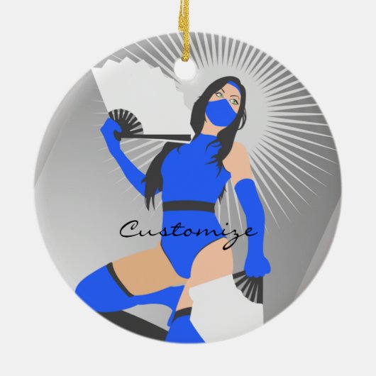 Massierte Kriegerprinzessin Thunder_Cove Keramik Ornament (Hinten)