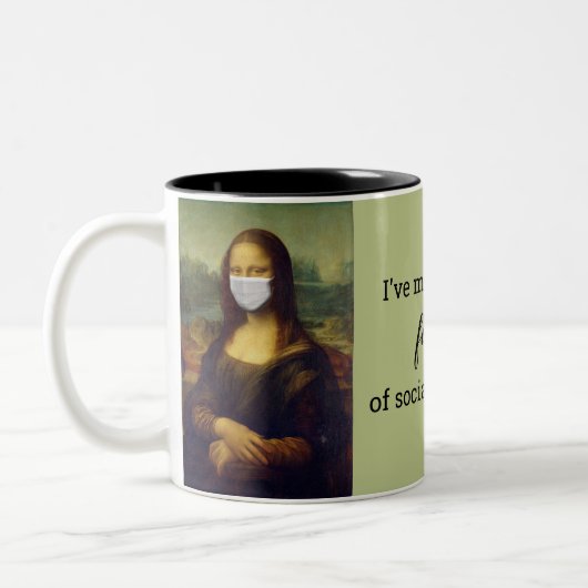Massierte Mona Lisa soziale Distanz Zweifarbige Tasse (Links)