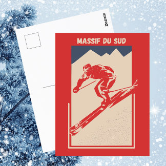 Massif du Sud Resort in Quebec Kanada - Retro Ski Postkarte