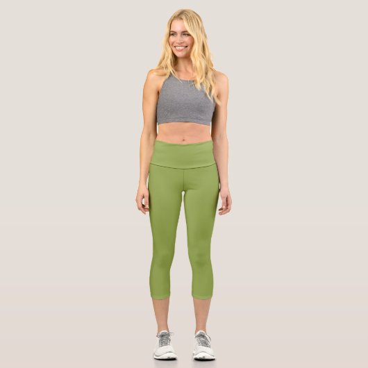 Mäßige Limettengrün, Solid-Farbe Capri Leggings (Vorderseite)