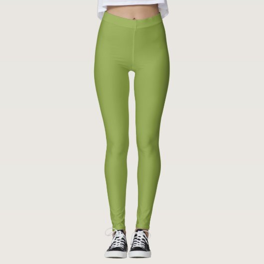 Mäßige Limettengrün, Solid-Farbe Leggings (Vorderseite)