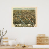 Massillon Ohio 1870 Antique Panoramabalkarte Poster (Küche)