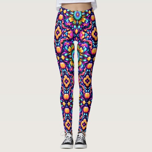 MASSIV HELLES DESIGN ~ Lila Orange ~  Leggings (Vorderseite)