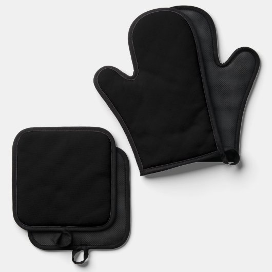 Massiv schwarz ofenhandschuh & Topflappen-Set (Vorderseite/Rückseite)