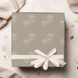 Massive Farbe Leinen Beige - Mr & Mrs Hochzeitsges Geschenkpapier
