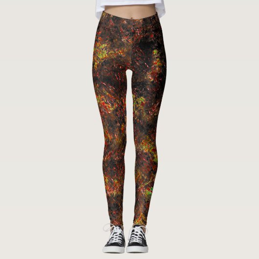 Massive Flecken und dunkelbraune und korallenförmi Leggings (Vorderseite)