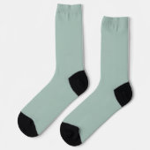 Massive weiches Licht Pastell-Sage-Moos-Grün Farbe Socken (Linkes Detail)