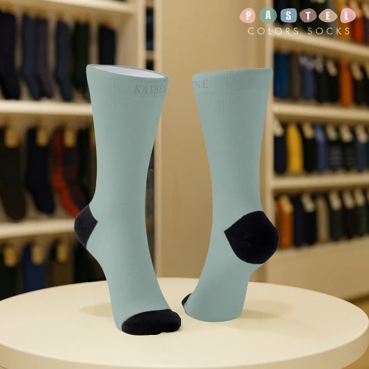 Massive weiches Licht Pastell-Sage-Moos-Grün Farbe Socken
