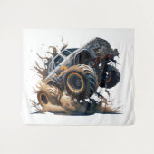 Massiver Monster-Truck in Aktion Wandteppich (Vorderseite (Horizontal))