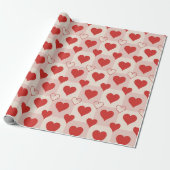 Massives und Umrandetes Herzen Geschenkpapier (Ungerollt)
