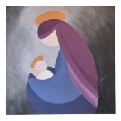 Massivholz von Madonna und Kind 4" x 4" Würfel (Vorderseite)