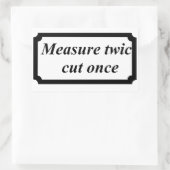 Maßnahme zweimal geschnitten einmal rechteckiger aufkleber (Tasche)