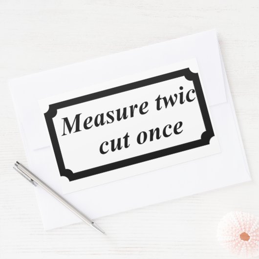 Maßnahme zweimal geschnitten einmal rechteckiger aufkleber (Umschlag)