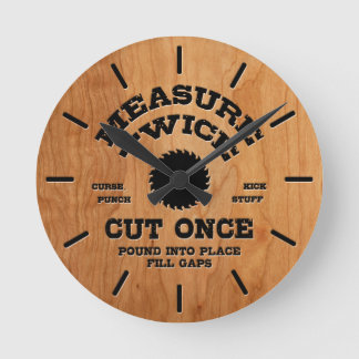 Maßnahme zweimal IV - Holz Runde Wanduhr