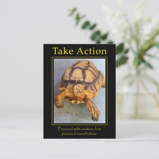 Maßnahmen ergreifen postkarte (Stehend Vorderseite)