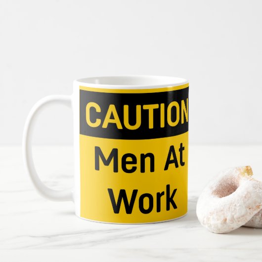 MASSNAHMEN Männer am Arbeitsplatz Kaffeetasse (Mit Donut)