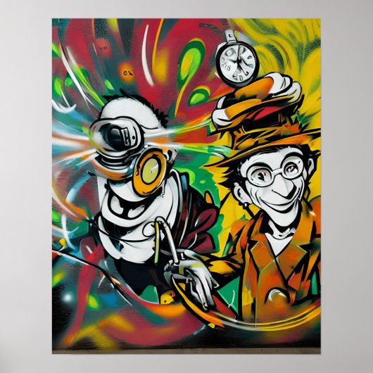 Maßnahmen mit Niedlicher und Cooler Graffiti Stree Poster (Vorne)