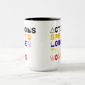 Maßnahmen sprechen lauter als Motivierend Zitate Tasse (Zentrum)