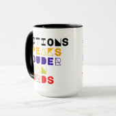 Maßnahmen sprechen lauter als Motivierend Zitate Tasse (Vorderseite Links)