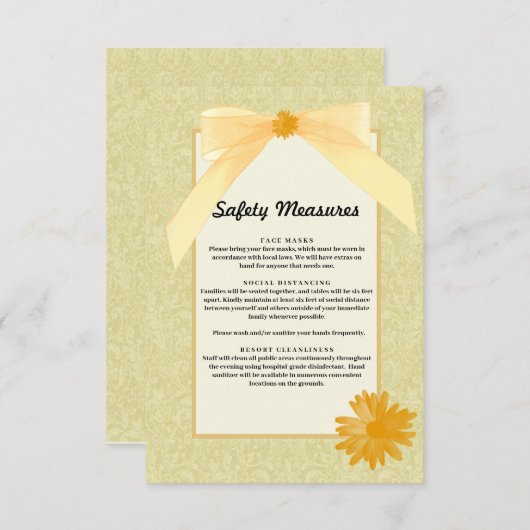 Maßnahmen zur Sicherheit von Hochzeiten mit Gelbfl Begleitkarte (Vorne/Hinten)