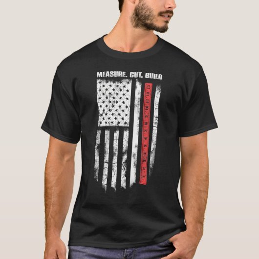 Maßschnitt Holzbearbeitungsflagge Amerika - Stift T-Shirt (Vorderseite)