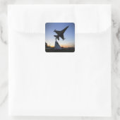 Maßstabsmodell eines F-16 C-Kampffalken Quadratischer Aufkleber (Tasche)