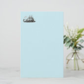 Masted Ship Blue Stationery Briefpapier (Stehend Vorderseite)