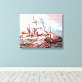 "Masted Ships at Sunset" Leinwanddruck (Insitu (Holzboden))