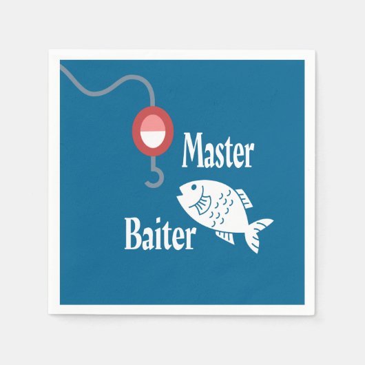 Master Baiter Fishing Funny Novelty Fish Joke Serviette (Vorderseite)