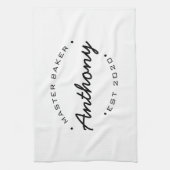 Master Baker Festgestellter Jahr Individuelle Name Geschirrtuch (Vertikal)