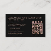 Master Barber Shop Rose Gold Panther Qr Code Visitenkarte (Rückseite)
