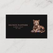 Master Barber Shop Rose Gold Panther Qr Code Visitenkarte (Vorderseite)