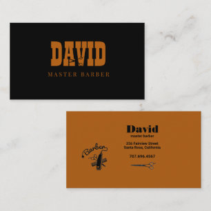 Master Barber Stylist Black & Gold Business Card Visitenkarte
