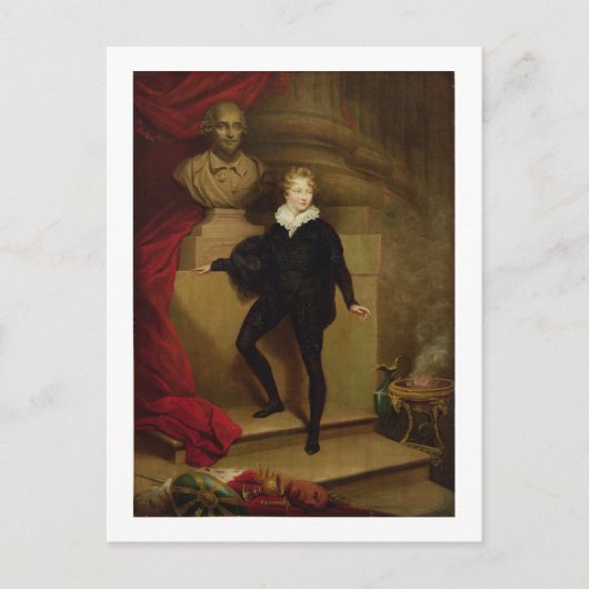 Master Betty als Hamlet vor einer Büste Shakespear Postkarte (Vorderseite)